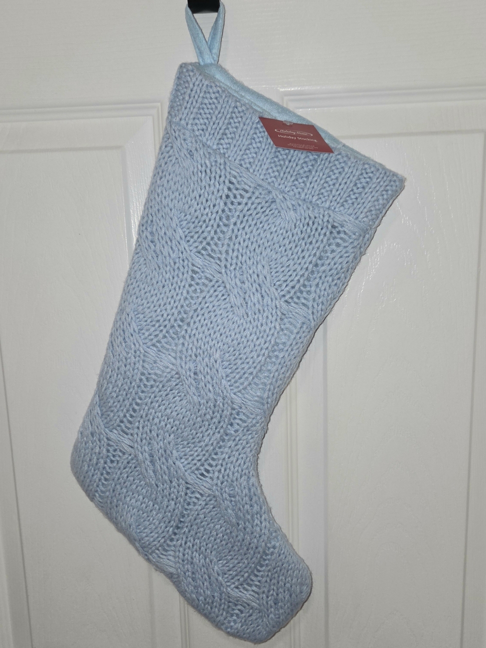 Holiday Home Light Blue Knit Stocking 21" Height New With Tags.